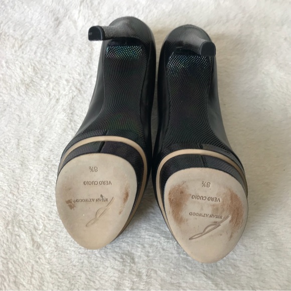 Brian Atwood Black Leather Multicolored Iridescent Platform Stiletto Pumps - Picture 12 of 12